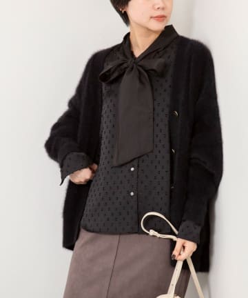 NOLLEY'S(ノーリーズ) ウォッシャブルサテンドビーボウタイブラウス