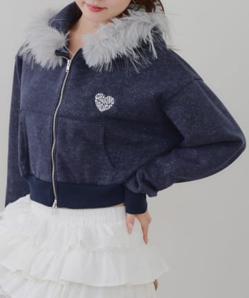 NICE CLAUP / OLIVE des OLIVE OUTLET(ナイスクラップ  / オリーブ デ オリーブ アウトレット) 【RMAF】フードファー付キラキラパーカー