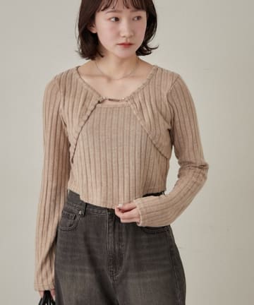 mline(エムライン) [mline]ロゴレイヤー ニットソー