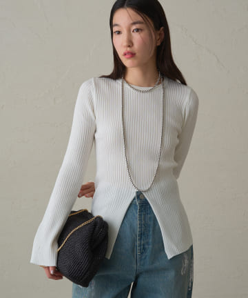 OUTLET(アウトレット) 【Loungedress】フロントスリットニット