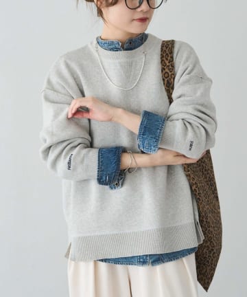 PUAL CE CIN(ピュアルセシン) スウェットライクダブルジャガードニット