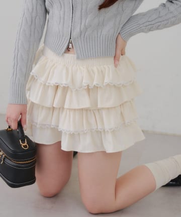 NICE CLAUP / OLIVE des OLIVE OUTLET(ナイスクラップ  / オリーブ デ オリーブ アウトレット) 【RMAF】レースフリルミニスカート