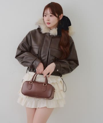 NICE CLAUP / OLIVE des OLIVE OUTLET(ナイスクラップ  / オリーブ デ オリーブ アウトレット) スタイル盛れる最強アウター【RMAF】フードファーリボンブルゾン