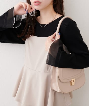 natural couture(ナチュラルクチュール) 【WEB限定】袖口シアーフレアニット