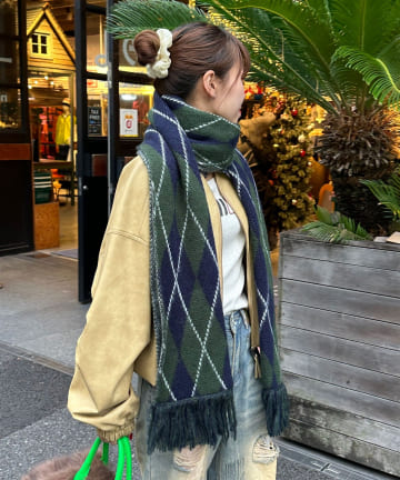 CIAOPANIC(チャオパニック) アソート柄フリンジマフラー