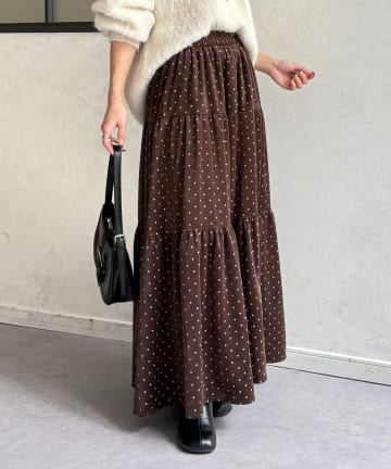 Thevon.(ゼヴォン) ドットベロアティアードスカート