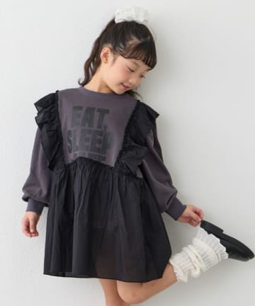 CIAOPANIC TYPY(チャオパニックティピー) 【KIDS】【WEB限定】裏毛切替ミニチュニックワンピ≪ジュニアサイズあり≫