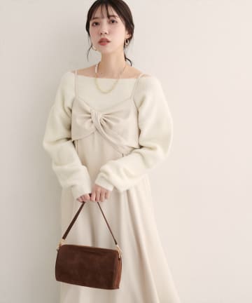 natural couture(ナチュラルクチュール) 【WEB限定】〈osono〉ねじりリボンキャミワンピース