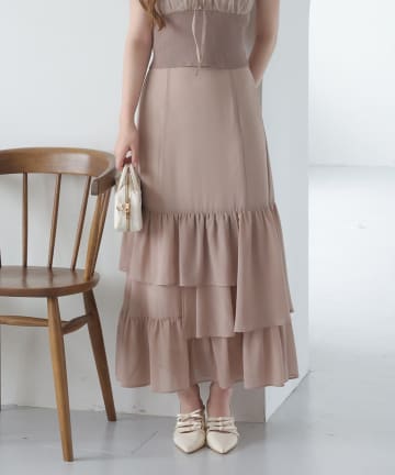 NICE CLAUP / OLIVE des OLIVE OUTLET(ナイスクラップ  / オリーブ デ オリーブ アウトレット) 【one after another】ロングティアードスカート