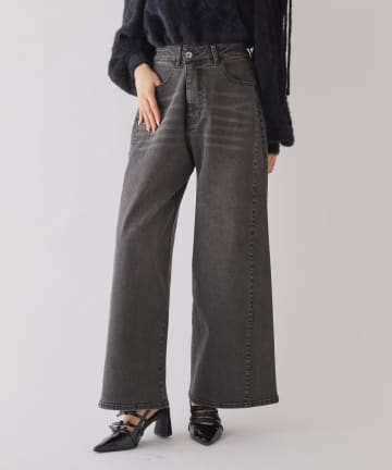 NICE CLAUP / OLIVE des OLIVE OUTLET(ナイスクラップ  / オリーブ デ オリーブ アウトレット) 【one after another】ウェスト調節ワイドデニム