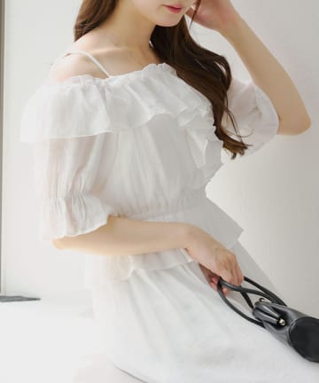 NICE CLAUP / OLIVE des OLIVE OUTLET(ナイスクラップ  / オリーブ デ オリーブ アウトレット) 【RMAF】2wayフリルペプラムワンピース