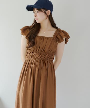 NICE CLAUP / OLIVE des OLIVE OUTLET(ナイスクラップ  / オリーブ デ オリーブ アウトレット) 【RMAF】ギャザーフリルシャーリングワンピ