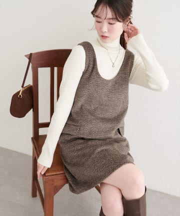 natural couture(ナチュラルクチュール) 【WEB限定】杢調フェイクウールミニジャンスカ