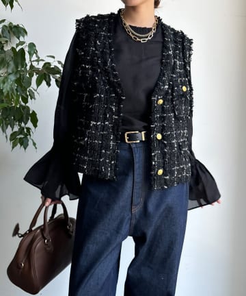 OUTLET(アウトレット) 【DouDou】ツイードベスト