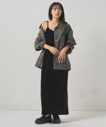 OUTLET(アウトレット) 【WHO'S WHO gallery】ベロア Iラインキャミワンピ