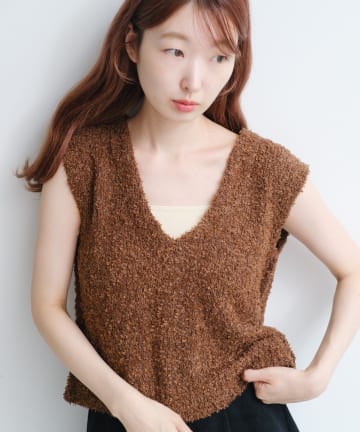 OUTLET(アウトレット) 【Kastane】リボンヤーンニットベスト