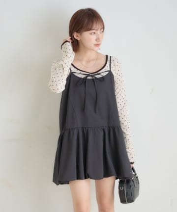 OUTLET(アウトレット) 【mystic】[mline]バルーンチェック キャミワンピ