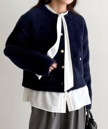FREDY & GLOSTER(フレディ アンド グロスター) シャギー裏配色ジャケットカーディガン