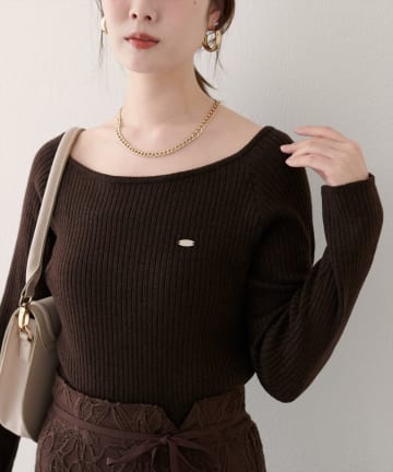 NICE CLAUP / OLIVE des OLIVE OUTLET(ナイスクラップ  / オリーブ デ オリーブ アウトレット) 【natural couture】バレエネックリブニットプルオーバー