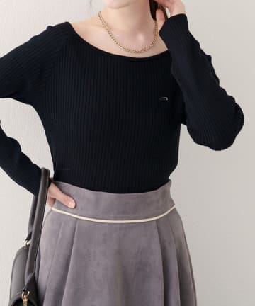 NICE CLAUP / OLIVE des OLIVE OUTLET(ナイスクラップ  / オリーブ デ オリーブ アウトレット) 【natural couture】バレエネックリブニットプルオーバー