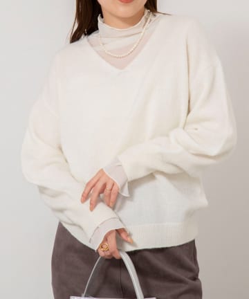 NOLLEY'S(ノーリーズ) 《手洗い可能》アルパカ混Vネックプルオーバー