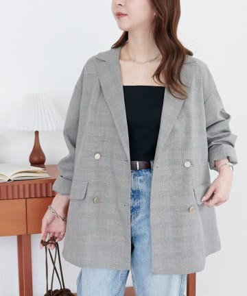 DISCOAT(ディスコート) 【WEB限定】グレンチェックテーラードジャケット