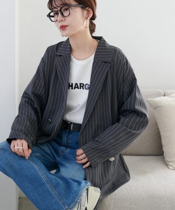 DISCOAT(ディスコート) 【SS先行予約/WEB限定】ストライプテーラードジャケット