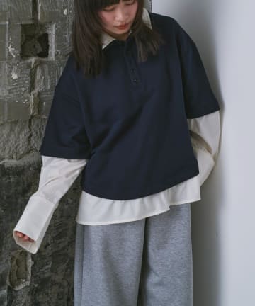 -goocy-(グーシー) シャツレイヤード風ポロプルオーバー