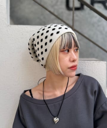 w closet(ダブルクローゼット) ドット柄ビーニー