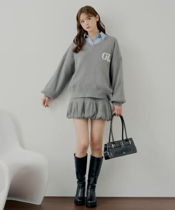 Chico(チコ) 【11/13(木)0:00販売開始】Vネックルーズニット