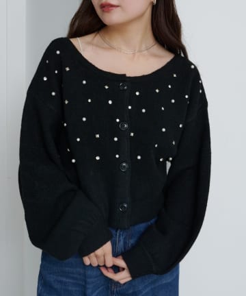 Kastane(カスタネ) MIXビジューニットカーディガン