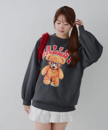 NICE CLAUP / OLIVE des OLIVE OUTLET(ナイスクラップ  / オリーブ デ オリーブ アウトレット) 【RMAF】メガネを付けたくまさん裏起毛スウェット