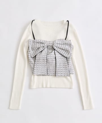 OLIVE des OLIVE(オリーブ デ オリーブ) リボンビスチェとリブニットセット