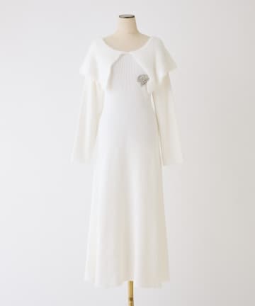 one after another NICE CLAUP(ワンアフターアナザー ナイスクラップ) ブローチ付きニットワンピース