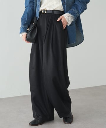 PUAL CE CIN(ピュアルセシン) ウール混バルーンスラックスパンツ