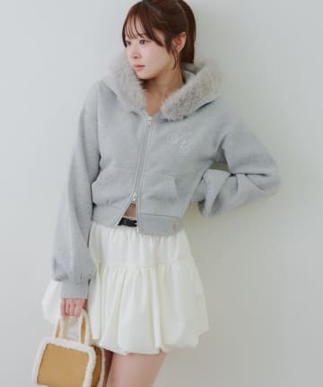 Remind me and forever(リマインドミーアンドフォーエバー) 【SETUP対応アイテム】ラメロゴ裏起毛ファーパーカー