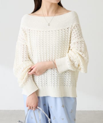 COLLAGE GALLARDAGALANTE(コラージュ ガリャルダガランテ) 【春まで着れる】レースステッチニット