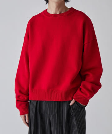 Lui's(ルイス) クロップドクルーネックニット