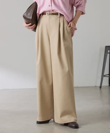 COLLAGE GALLARDAGALANTE(コラージュ ガリャルダガランテ) 【美脚/腰回りカバー】タックワイドチノパンツ