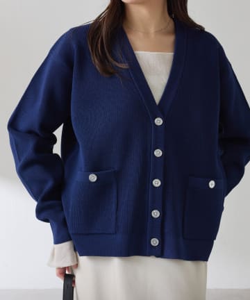 COLLAGE GALLARDAGALANTE(コラージュ ガリャルダガランテ) 【腰周りカバー】ツヤボタンカーディガン