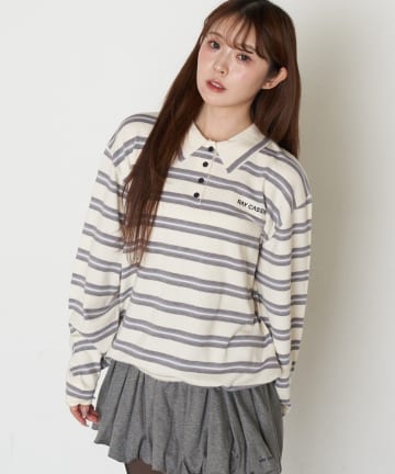 RAY CASSIN(レイカズン) ドロストジャージニットポロシャツ