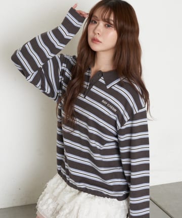 RAY CASSIN(レイカズン) ドロストジャージニットポロシャツ