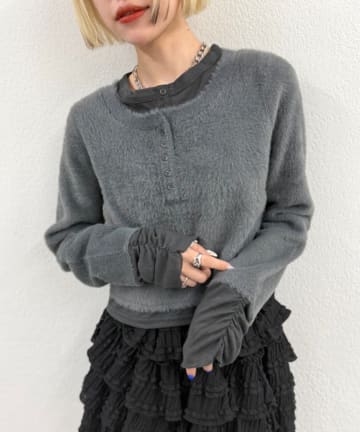 w closet(ダブルクローゼット) シャギーレイヤードニット