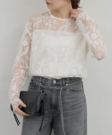 GALLARDAGALANTE(ガリャルダガランテ) レイヤードレースブラウス