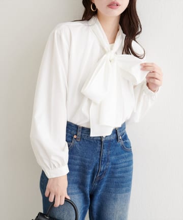 NICE CLAUP / OLIVE des OLIVE OUTLET(ナイスクラップ  / オリーブ デ オリーブ アウトレット) 【natural couture】ボウタイリボンブラウス