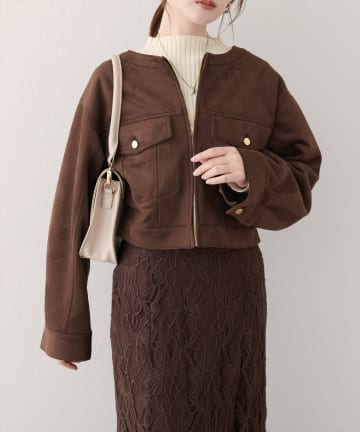 NICE CLAUP / OLIVE des OLIVE OUTLET(ナイスクラップ  / オリーブ デ オリーブ アウトレット) 【natural couture】スウェード風ブルゾン