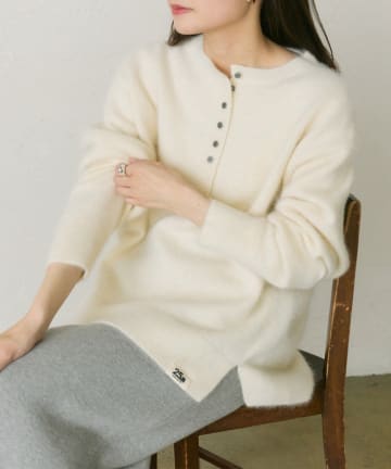PUAL CE CIN(ピュアルセシン) 【25th】FOX混ヘンリーネックニット
