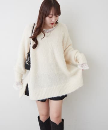 Remind me and forever(リマインドミーアンドフォーエバー) 【nane】ブークレV開きニットプルオーバー