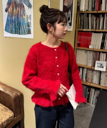 DISCOAT(ディスコート) 【umm.】ハート釦フリルニットカーデ