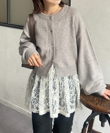 Thevon.(ゼヴォン) ニュアンスボタンショートカーディガン